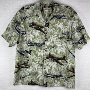 Kalaheo Mens 2X Hawaiian Shirt Airplanes Palm Trees Button Up Aloha